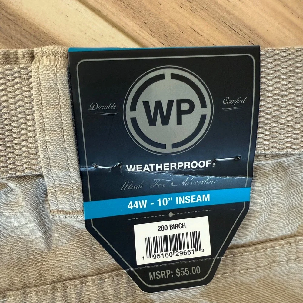Weatherproof Everyday Cargo Shorts Mens‎ 44W Beige Belted Cell Phone Pocket